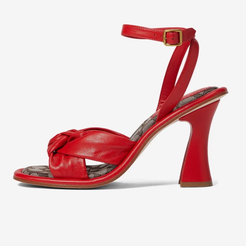Coach Quincey Red Knot Ankle-Strap Block Heel Sandals - Picture 2 of 10